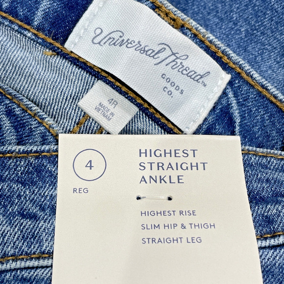 High-Rise Straight Ankle Jeans Sz 4 NWT Blue Medium Wash Universal Thread - Picture 7 of 10